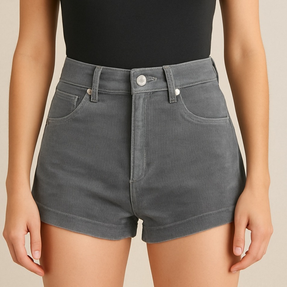 Classic Gray Corduroy Women's Shorts